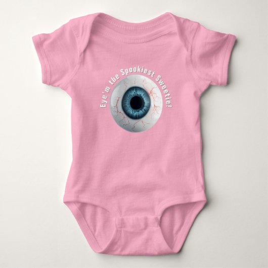 不気味なカスタマイズ可能な目のスパイ私の不気味な目 ベビーボディスーツ (正面)