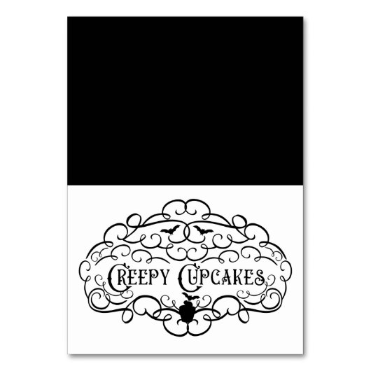 不気味なカップケーキ ヴィンテージ ハロウィン 食品 テント テーブルナンバー (正面)