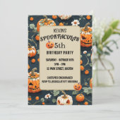 不気味なカボチャのハロウィーン子供の誕生日 招待状 (スタンド正面)