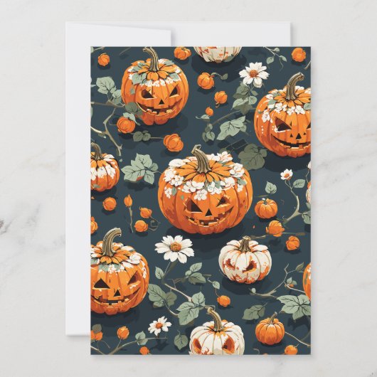 不気味なカボチャのハロウィーン子供の誕生日 招待状 (裏面)