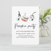 不気味なカボチャのパーティー | ハッピー ハロウィン 招待状 (スタンド正面)