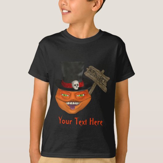 不気味なカボチャのヘッドハロウィーン Tシャツ (正面)