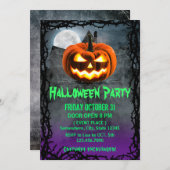 不気味なカボチャの家 ハロウィンパーティー 招待状 (正面/裏面)