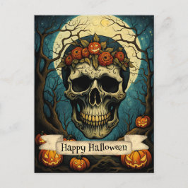 不気味なカボチャフローラスカルハロウィーン ポストカード