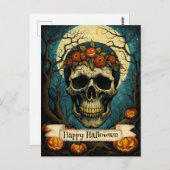 不気味なカボチャフローラスカルハロウィーン ポストカード (正面/裏面)
