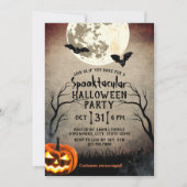 不気味なカボチャ幽霊のよく出るなハローウィンパーティ 招待状 (正面)