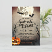 不気味なカボチャ幽霊のよく出るなハローウィンパーティ 招待状 (スタンド正面)
