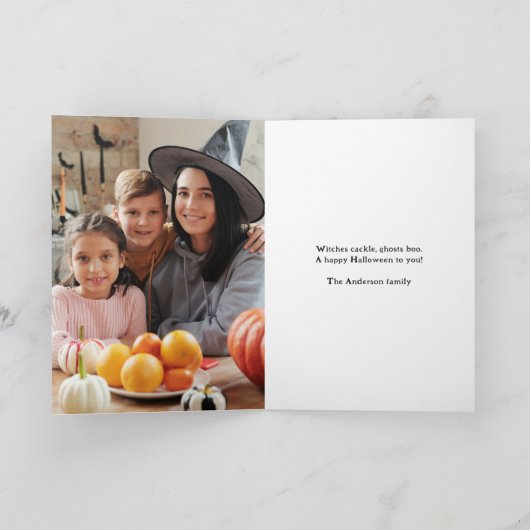 不気味なカボチャ幽霊のよく出るハウスこうもりフォトハロウィーン カード (内部)