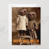 不気味なカボチャ頭キッズハロウィンポストカード シーズンポストカード (正面/裏面)