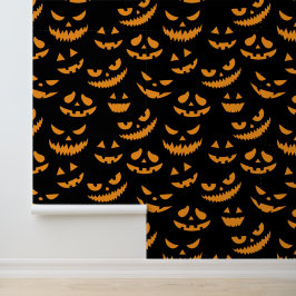 不気味なカボチャ顔パターンハロウィーン 壁紙