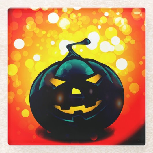 不気味なカボチャ ガラスコースター (正面)