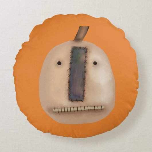 不気味なカボチャ |ハロウィーン ラウンドクッション (正面)