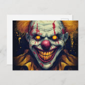 不気味なカーニバルサイドショーピエロイラストレーションアート ポストカード (正面/裏面)