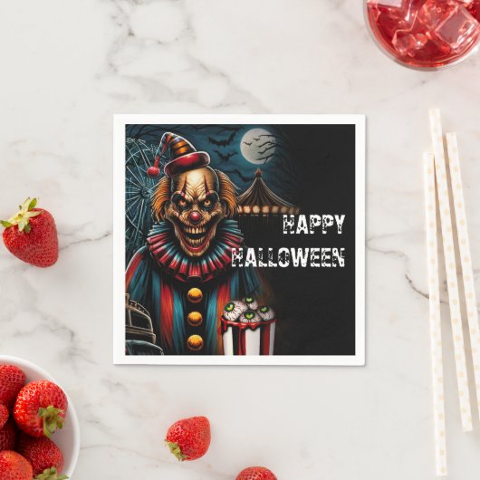 不気味なカーニバルピエロハローウィンパーティ スタンダードカクテルナプキン (インサイチュ)