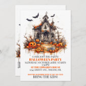 不気味なキャビンハッピーハローウィンパーティの招待状 招待状 (正面/裏面)