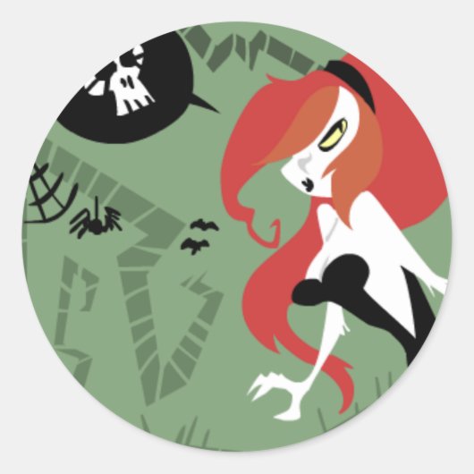 不気味なギャルのステッカー ラウンドシール (正面)