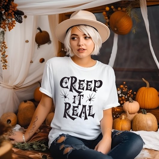 不気味なクモのハロウィンがクリープ実在 Tシャツ