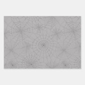 不気味なクモの巣とスカルハロウィーン ラッピングペーパーシート (正面)