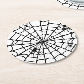 不気味なクモの巣 ラウンドペーパーコースター (アングル)