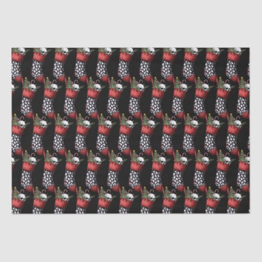 不気味なクリスマスゴシックスカルストッキング 薄葉紙 (正面)