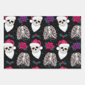 不気味なクリスマスサンタスカルとスケルトン ラッピングペーパーシート (正面3)