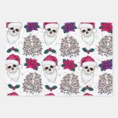 不気味なクリスマスサンタスカルとスケルトン ラッピングペーパーシート (正面2)