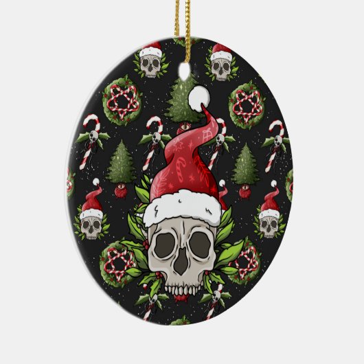 不気味なクリスマスサンタスカル セラミックオーナメント (右)