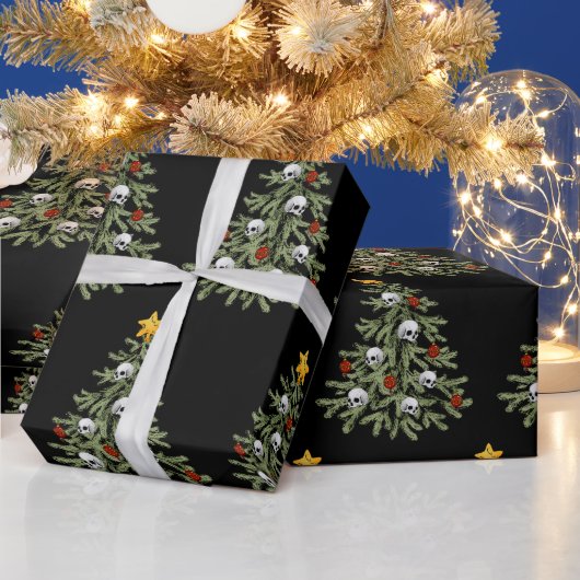 不気味なクリスマスツリースカルラッピング紙 ラッピングペーパー (クリスマス)