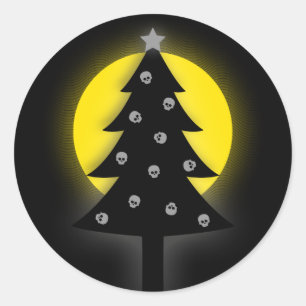 不気味なクリスマスツリー ラウンドシール