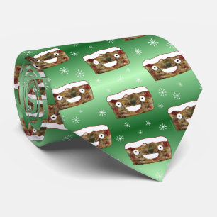 不気味なクリスマスフルーツケーキパターングリーン ネクタイ