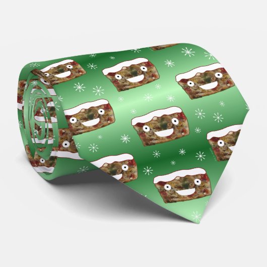 不気味なクリスマスフルーツケーキパターングリーン ネクタイ (ロール)