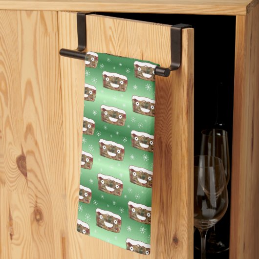 不気味なクリスマスフルーツケーキパターンレッド キッチンタオル (三つ折り)