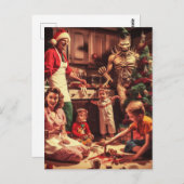 不気味なクリスマスホラーレトロファミリーポートレート ポストカード (正面/裏面)