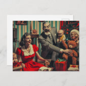 不気味なクリスマスホラーヴィンテージファミリーポートレート ポストカード (正面/裏面)