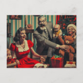 不気味なクリスマスホラーヴィンテージファミリーポートレート ポストカード (正面)