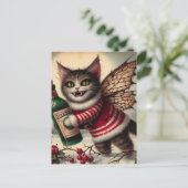 不気味なクリスマスヴァンパイアフェアリー子猫とEggnog ポストカード (スタンド正面)
