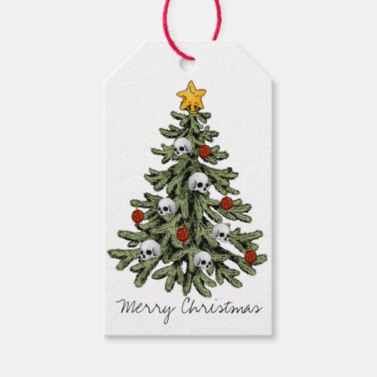 不気味なクリスマス |ゴシック風のクリスマスツリーグランジ ギフトタグ (正面)