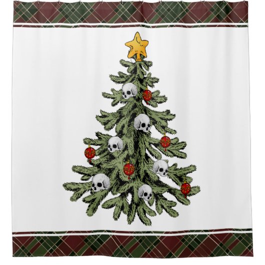 不気味なクリスマス |ゴシック風のクリスマスツリーグランジ シャワーカーテン (正面)