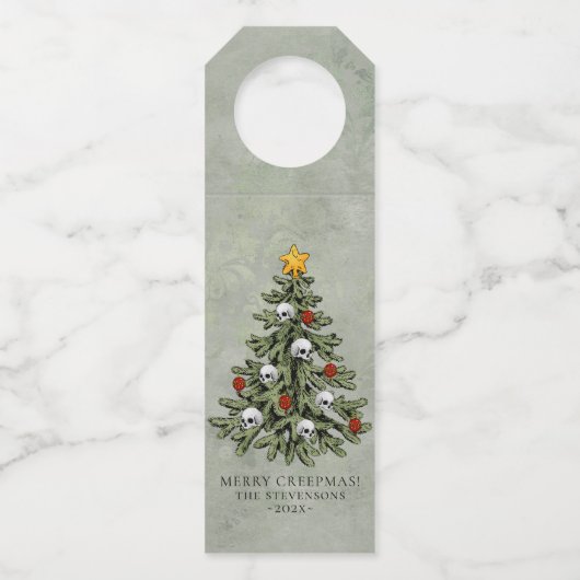 不気味なクリスマス |ゴシック風のクリスマスツリーグランジ ボトルネックタグ (正面)