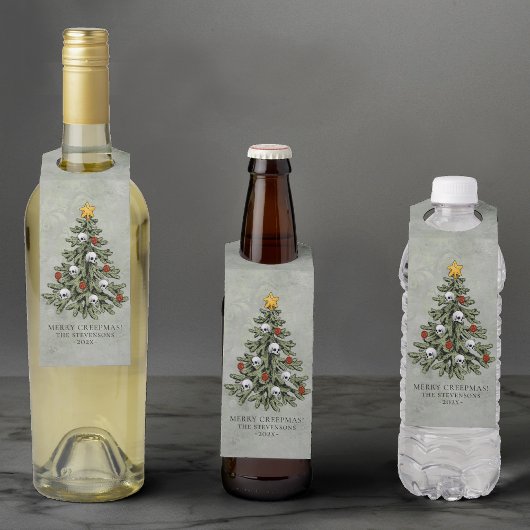 不気味なクリスマス |ゴシック風のクリスマスツリーグランジ ボトルネックタグ