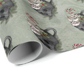 不気味なクリスマス | 非常にゴシック様式のスカルのマググランジ ラッピングペーパー (ロールコーナー)