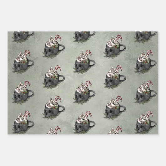 不気味なクリスマス | 非常にゴシック様式の木とスカルのマグ ラッピングペーパーシート (正面2)