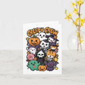 不気味なクルー子供へと大人の面白いハロウィーンOu カード (黄色い花)