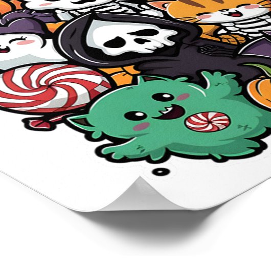 不気味なクルー子供へと大人の面白いハロウィーンOu ポスター (角)