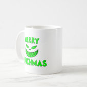不気味なグリーングインチクリスマス顔ダークフェスティバル コーヒーマグカップ (正面左)