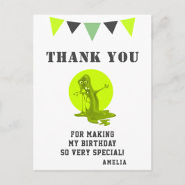 不気味なグリーンスライムモンスター誕生日ありがとう ポストカード