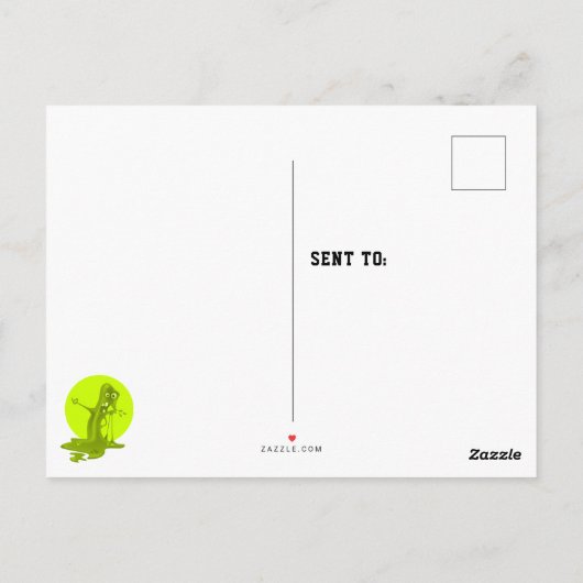 不気味なグリーンスライムモンスター誕生日ありがとう ポストカード (裏面)