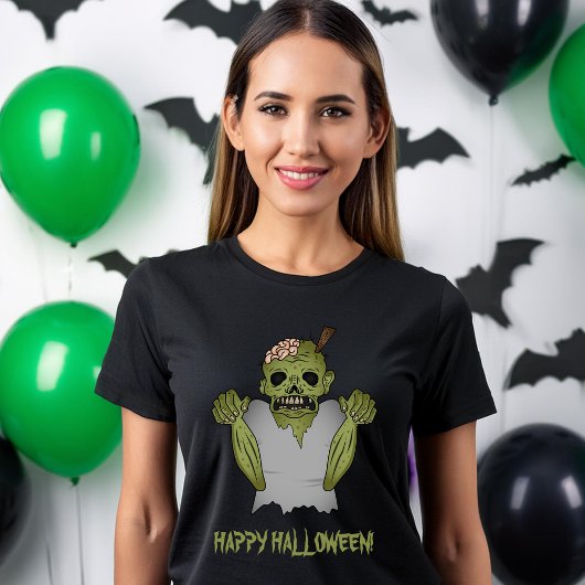 不気味なグリーン完全に死んでいなゾンビモンスターハロウィーン Tシャツ