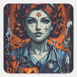 不気味なケアを注入、 spooky ハロウィンナース スクエアシール