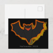 不気味なコウモリのハロウィン ポストカード - ブラック テーマ (正面/裏面)